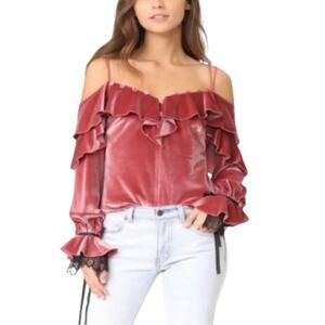 SELF PORTRAIT VELVET OFF SHOULDER FRILL TOP
PINK Women’s Size US (10)